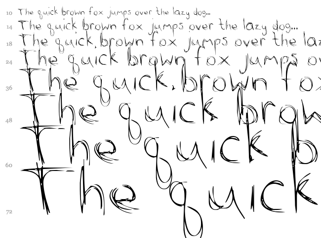 Scribble Scratch font waterfall